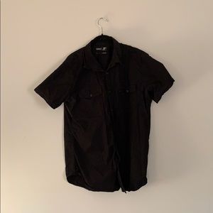JF Slim Fit Black Short Sleeve Button Up